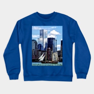 Manhattan NY - Schooner Seen From Liberty State Park Crewneck Sweatshirt